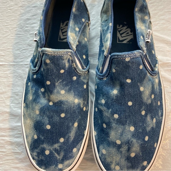 Vans Shoes - Vans  Asher Platform Off The Wall Blue Denim Slip-Ons with White Polka Dots